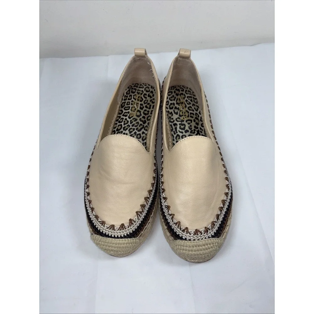 Chico's Giada Deco Womens 10M Espadrille Flats Nude Crochet Slip On Coastal Chic
